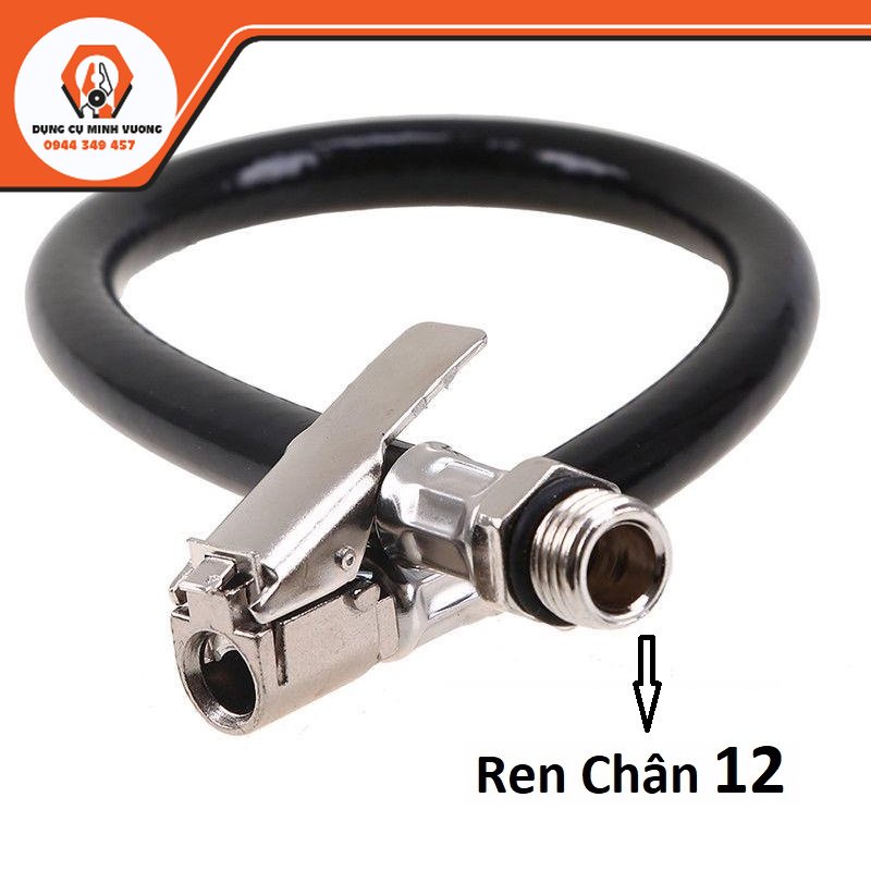 Dây vòi bơm cao áp Chân 12 có van kẹp tự khóa cho các van lốp xe hơi ( Ren Vặn Chân 12 )