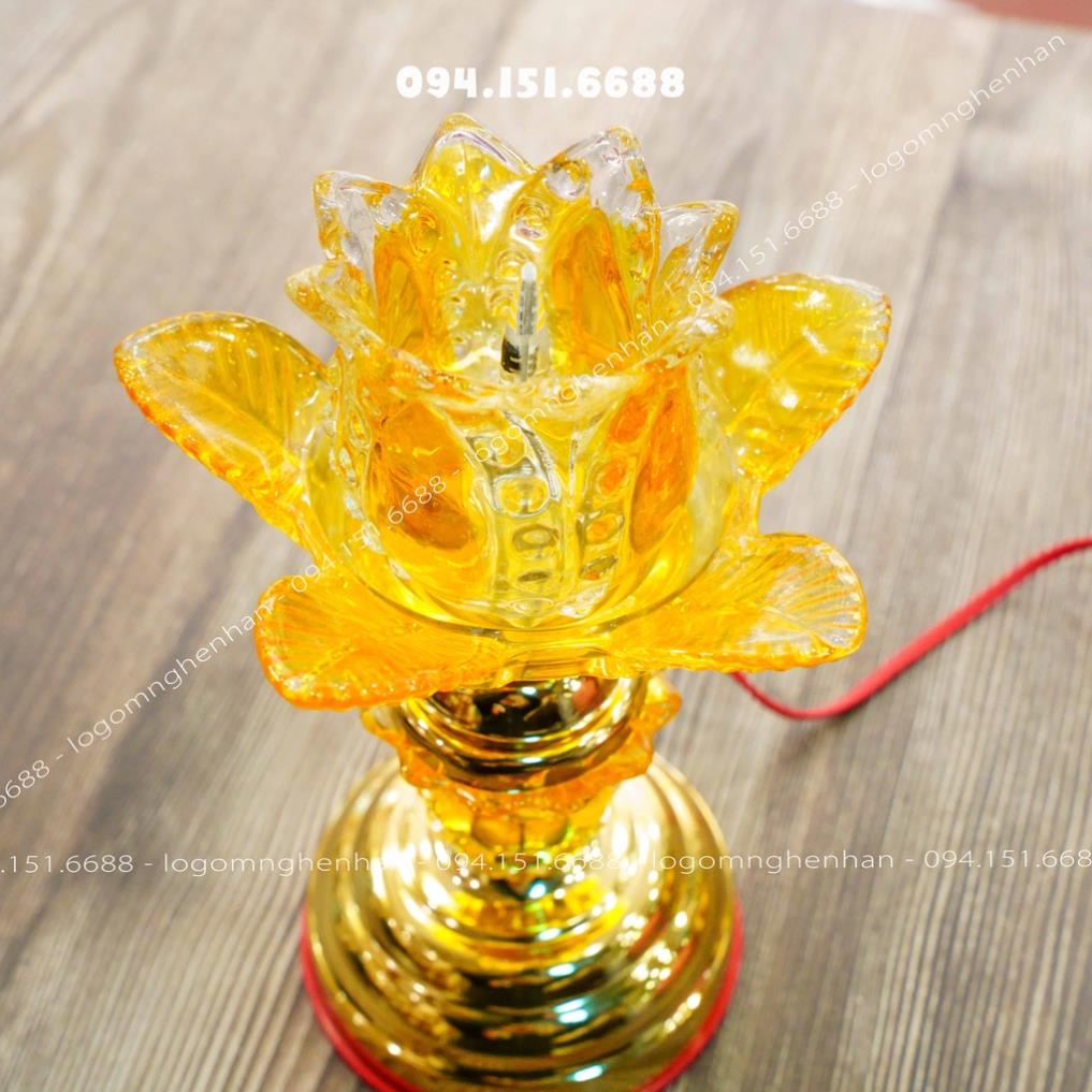 Đèn Thờ Bày Ban Thần Tài , Ban Gia Tiên ,Bông Thuỷ Tinh Sang Trọng Cao 20cm