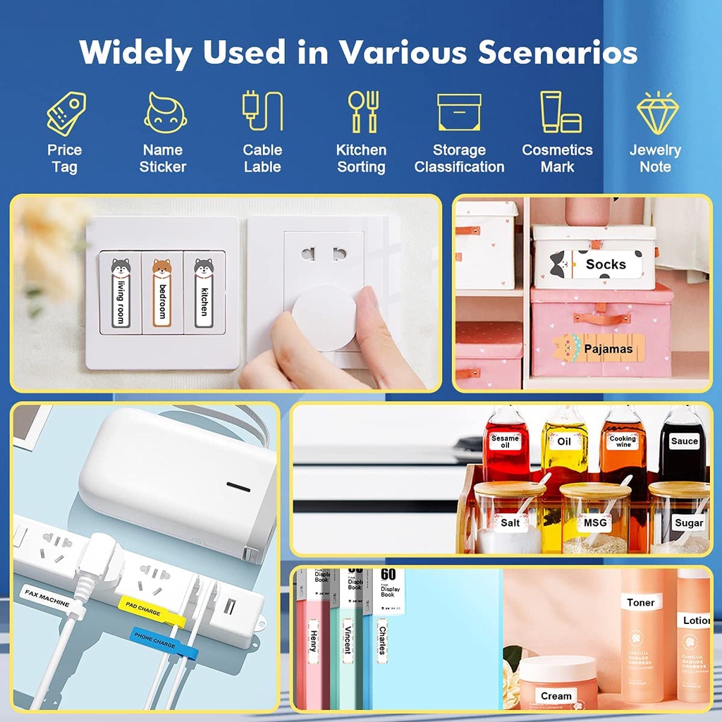 Máy in nhiệt không dây NIIMBOT D101/ D11/ D110 kèm băng keo kết nối bluetooth qua điện thoại Android / iOs