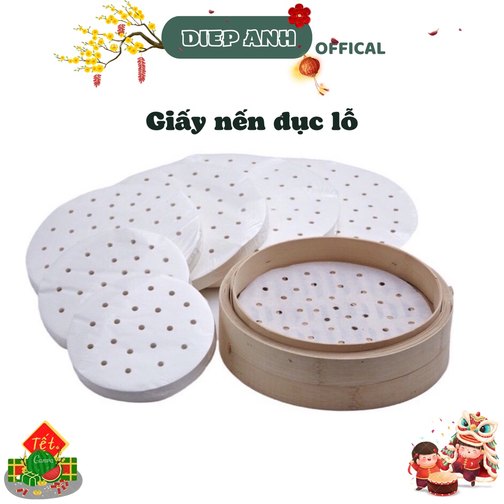 Giấy nến đục lỗ tròn dùng cho nồi chiên không dầu giấy nến hấp bánh bao giấy nến hấp đồ ăn