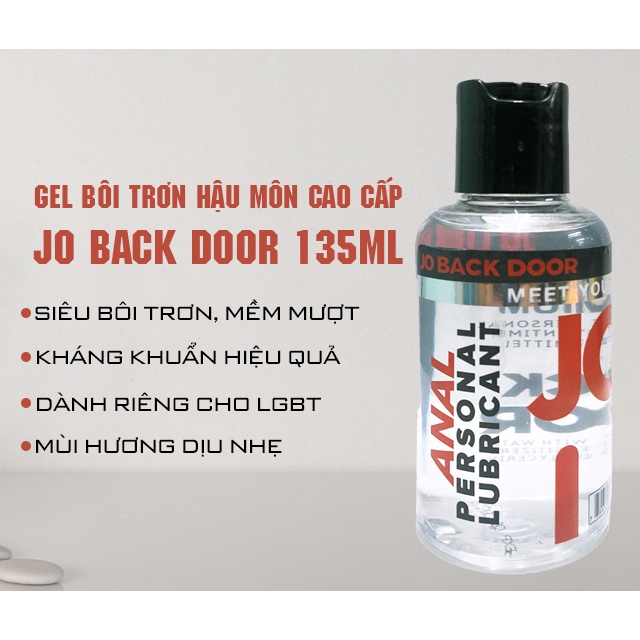 Gel bôi trơn hậu môn Jo Back Door 135 ml, gel bôi trơn gốc nước tăng khoái cảm cho GAY, LGBT