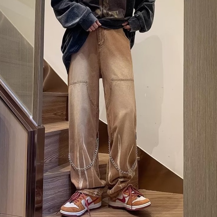 Quần Jean Ống Rộng Thời Trang Nhật Bản Cho Nam Nữ quần jean ống suông form rộng quần jean nam cao cấp