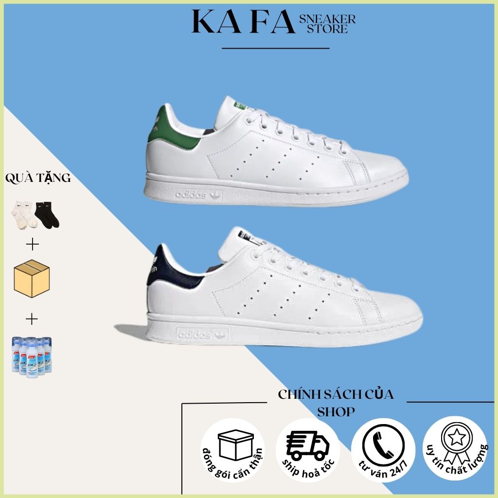 Giày adidas stan smith,giày stan smith gót đen gót xanh nam nữ thấp mới full phụ kiện hộp rút túi xách dây tặng kèm full