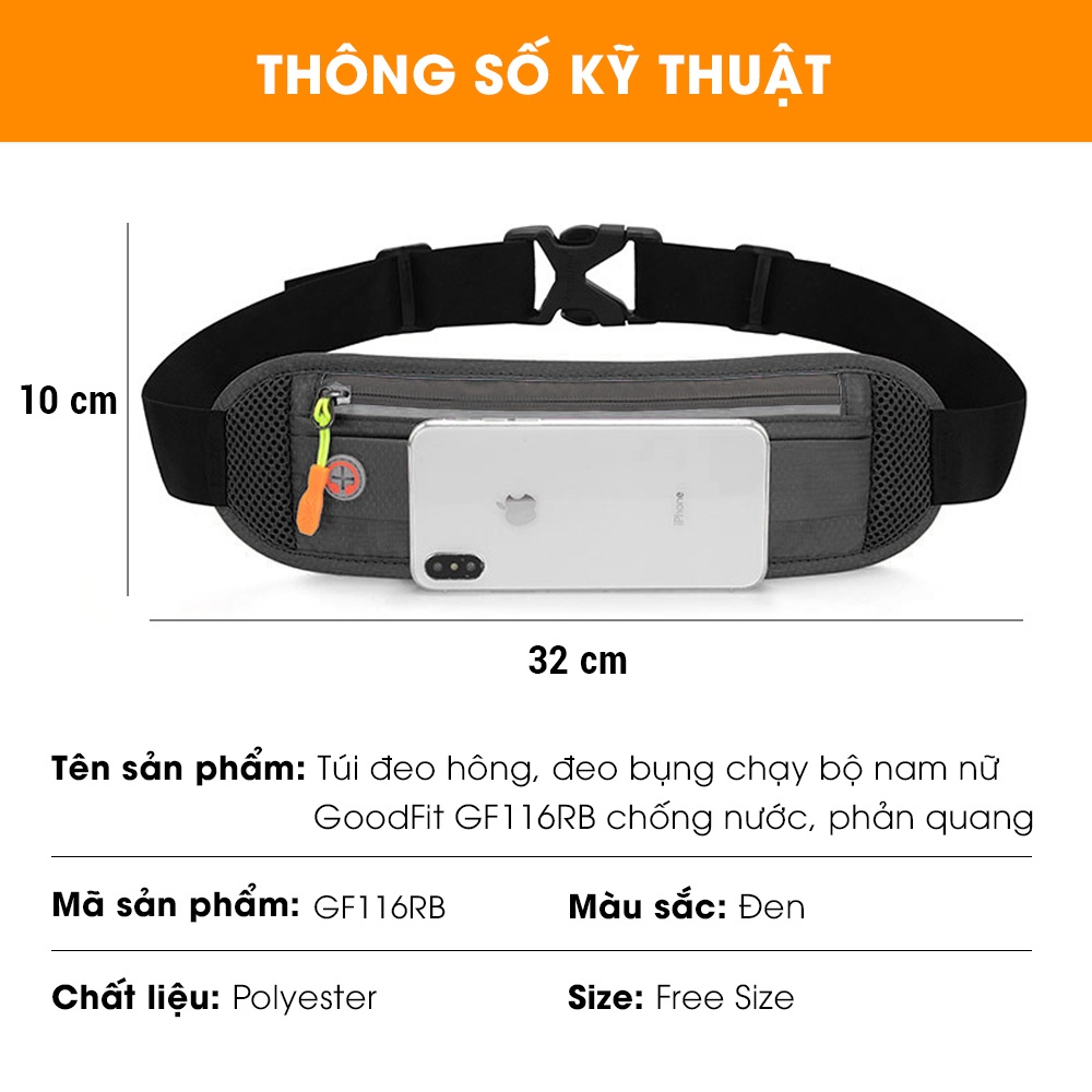 Túi đeo hông, đeo bụng chạy bộ nam nữ GoodFit GF116RB chống nước, phản quang