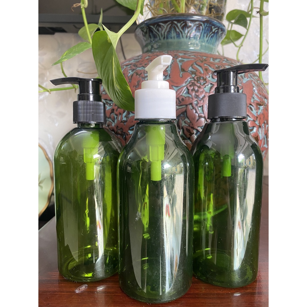 Chai nhựa Pet Xanh Lục 300ml vòi nhấn