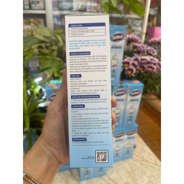 Xịt mũi Saltmax 0,9% & 2,3% vệ sinh mũi hàng ngày, an toàn voi phụ nữ có thai