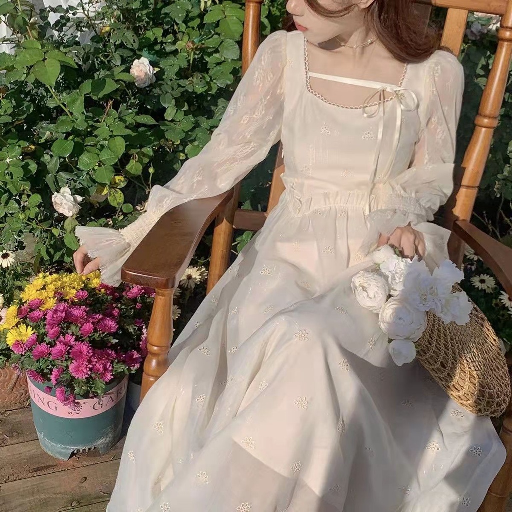 Đầm chiffon Dáng Dài Phong Cách Pháp Cổ Điển Thời Trang Mùa Xuân Hàng Mới 2023