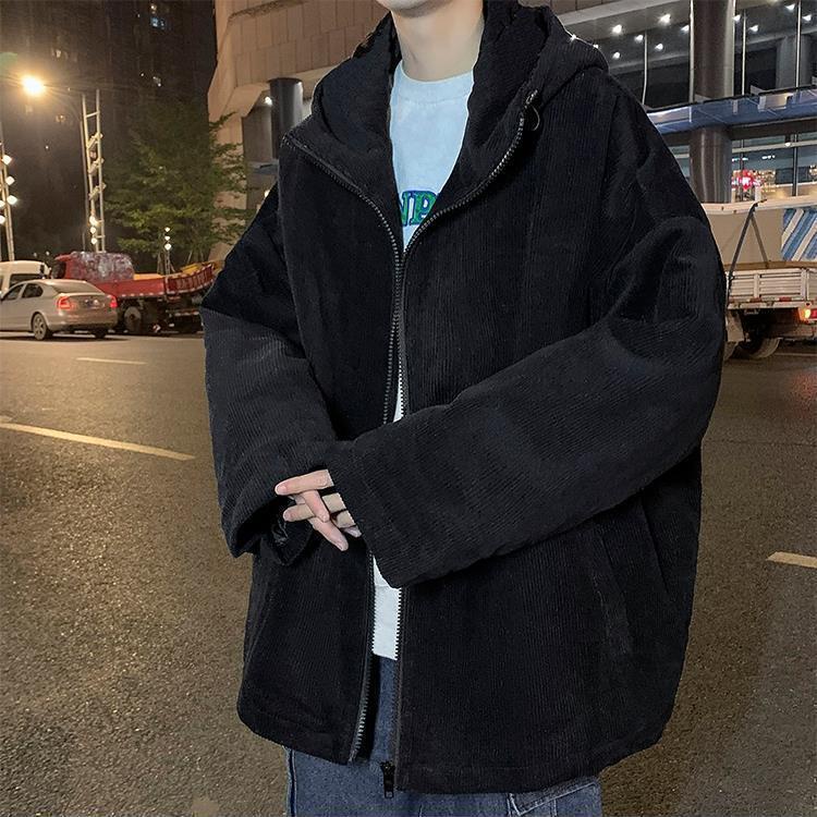 Áo Khoác Nhung Kẻ Có Mũ Trùm Dáng Rộng Thời Trang Mùa Thu Đông Phong Cách Retro Giản Dị Dành Cho Nam