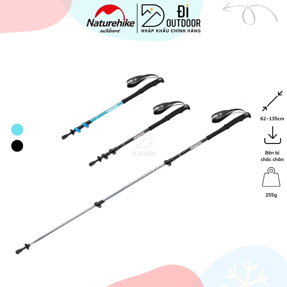 Gậy Rút Gọn Trekking Leo Núi Naturehike NH17D001-Z 3 Đoạn Hợp Kim Nhôm