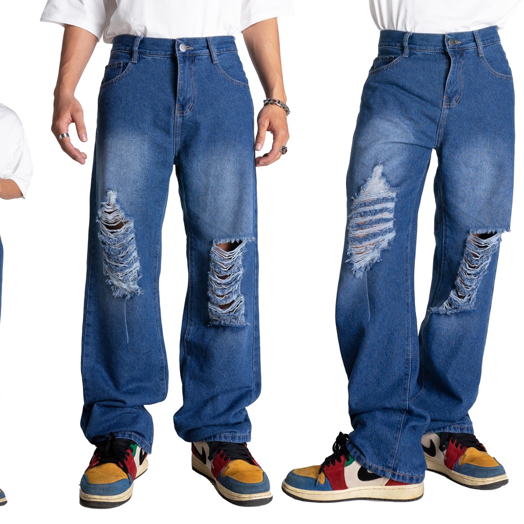 KIẾM LÀ MỐT HECTOR - quần jeans nam dài ống rộng màu xanh