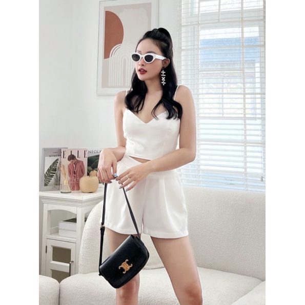 femei - Set KAY BLAZER 3 món ( áo blazer - quần short - áo 2 dây ) - ( Trắng)