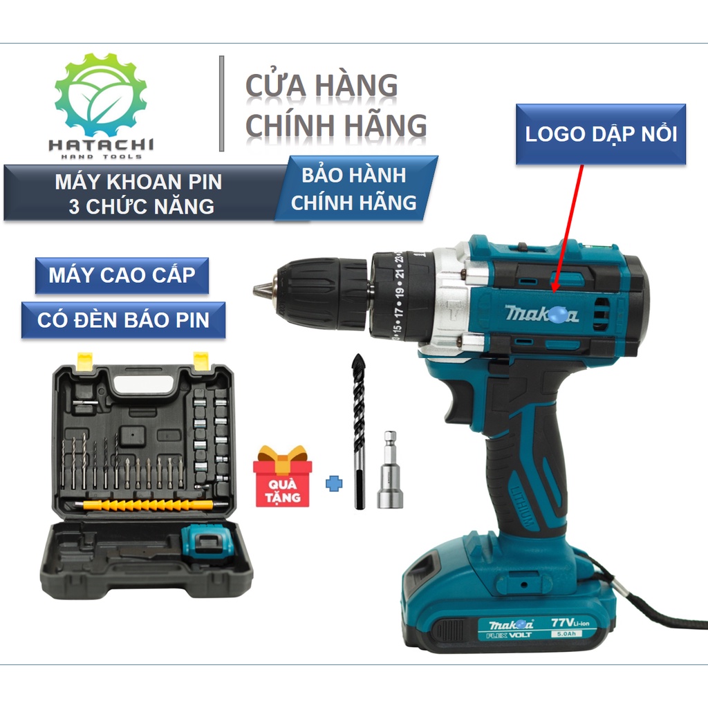 Máy khoan pin | máy khoan pin đă năng 77v | lõi đồng 100% bảo hành chính hãng 6 tháng