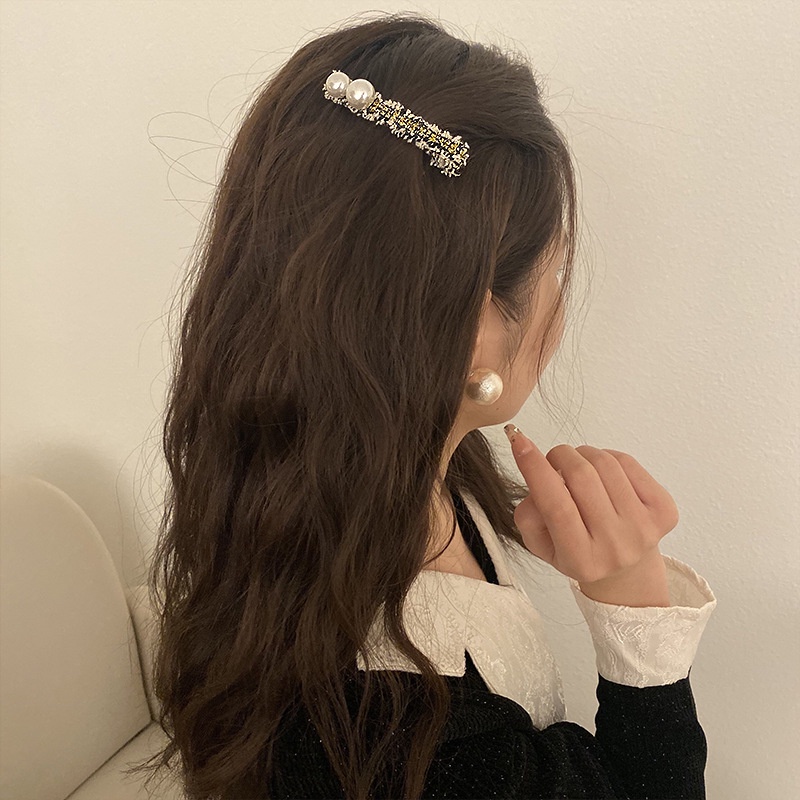 Kẹp Mỏ Vịt Ngang Một Bên Kẹp Vải Dài Nhỏ Màu Vàng Kim Phong Cách Hàn Quốc Tươi Mới Dành Cho Bạn Nữ