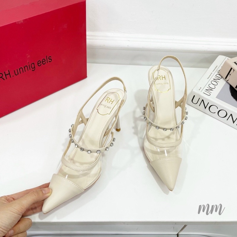 Giày cao gót míc mica ngọc ngang quai