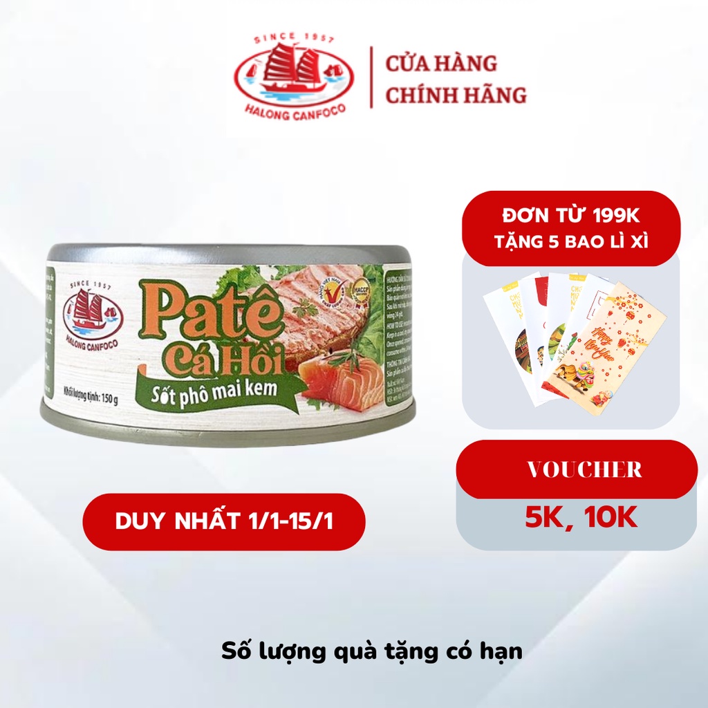 Mã BMLTA50 giảm đến 50K đơn 99K Pate Cá Hồi Sốt Phô Mai Kem HẠ LONG 150g -