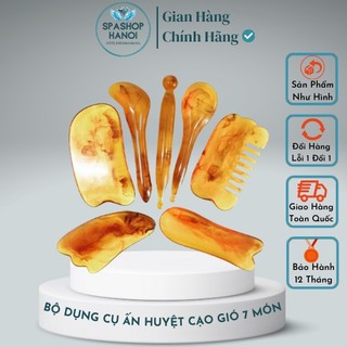 Bộ dụng cụ ấn huyệt cạo gió 7 món dùng trong gội đầu dưỡng sinh spa.