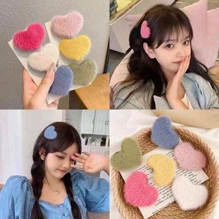 Kẹp tóc vải lông mềm trái tim