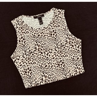 Áo croptop sát nách thun bo gân da beo