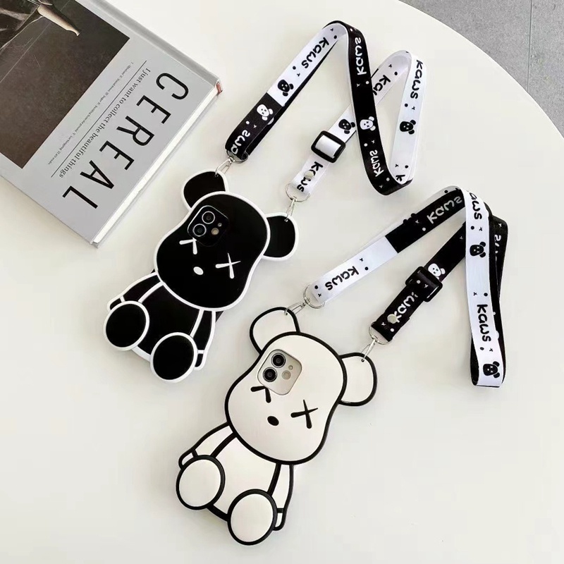 Ốp Điện Thoại Mềm Hình Gấu Kèm Dây Đeo Cho Realme 5 i 7 8 9 Pro Plus 9i 5G C11 C25Y C25S C33 C20 C35 C3 C12 C15 C21Y