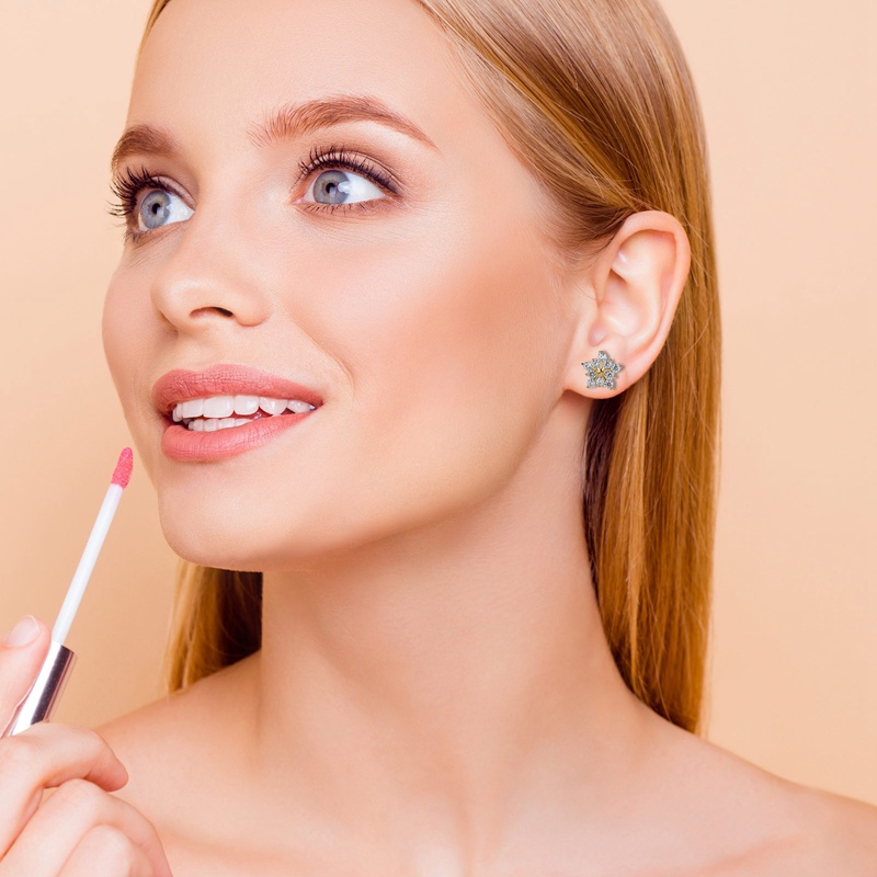 Fancyqube Bông Tai Hình Hoa Tuyết Đính Đá Zircon Lấp Lánh Thời Trang Cho Nữ