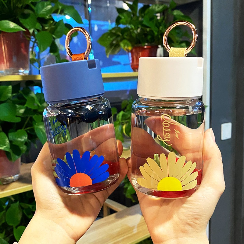 Bình Đựng Nước Mini Bằng Thủy Tinh Chịu Nhiệt Thiết Kế Dễ Thương Có Giá Đỡ Điện Thoại Cho Học Sinh