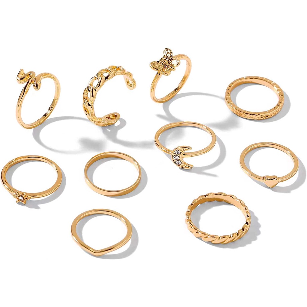 Set 10 Nhẫn Đeo Khớp Ngón Tay Phong Cách Vintage Thời Trang Cho Nữ