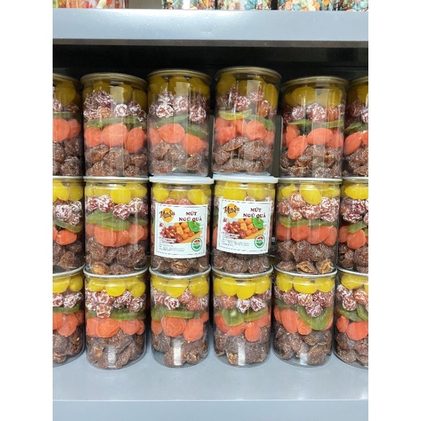 MỨT NGŨ QUẢ hũ 500g thơm ngon hấp dẫn, đồ ăn vặt tại nhà Hà Nội