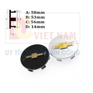 1 chiếc Logo chụp mâm, ốp lazang xe ô tô dùng cho xe Chevrolet CRZ58 có đường kính lỗ lắp 58mm