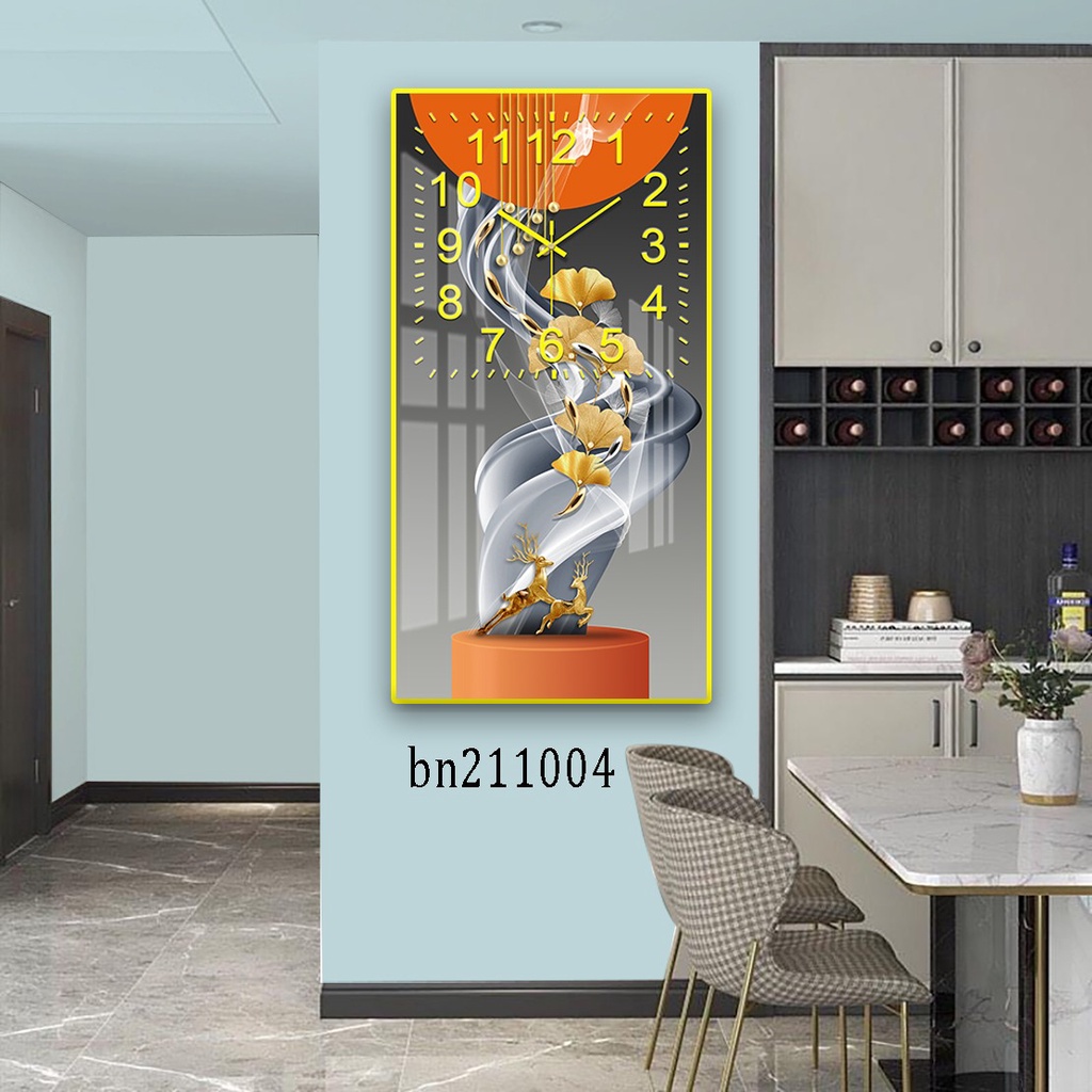 Tranh Đồng Hồ Tráng Gương 5D Hươu Tài Lộc - Simple House, Trang Trí Phòng Khách, Decor Phòng Làm Việc, Mừng Tân Gia