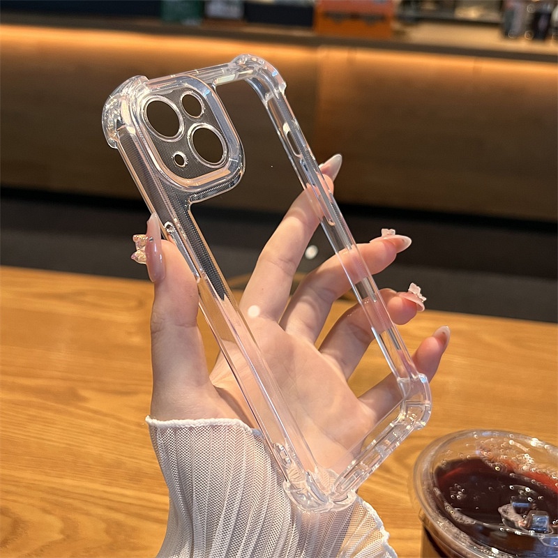 Ốp Điện Thoại Trong Suốt Siêu Mỏng Bảo Vệ Bốn Góc Chống Rơi Cho iPhone 14 Pro Max 13 12 11 Pro Max