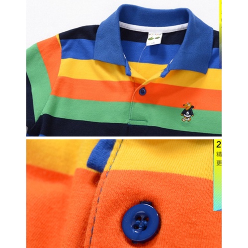 Áo thun polo SOFFNY tay dài họa tiết kẻ sọc nhiều màu sắc tùy chọn thời trang dành cho bé 1-14 tuổi
