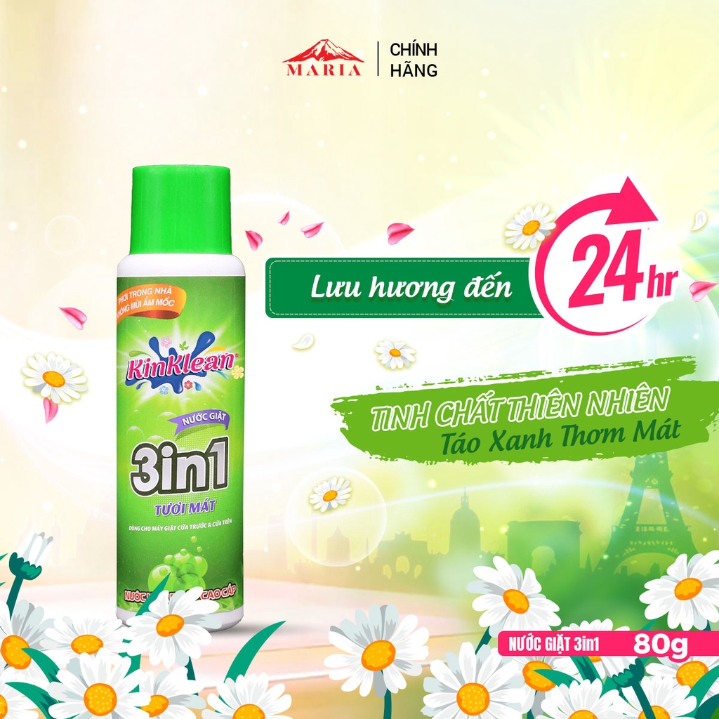 Nước giặt 3in1 KinKlean hương táo xanh tươi mát 80g