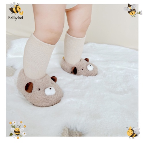 Giày Cho Bé, Giày Tập Đi Lông Cừu Họa Tiết Gấu Cổ Cao Siêu Ấm Siêu Đáng Yêu Polly Kid - SP321