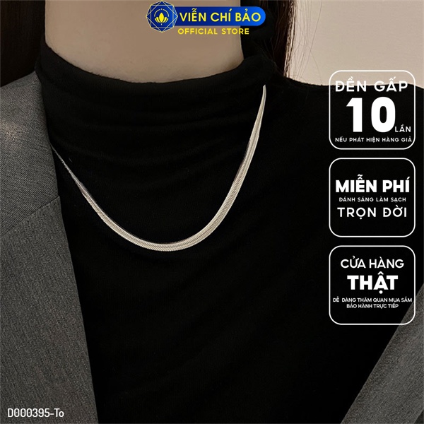 Dây chuyền choker xương rắn bản to chất liệu bạc Thái 925 thời trang phụ kiện trang sức nữ Viễn Chí Bảo D000395-To