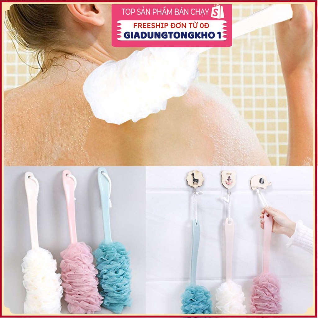 (Bán Buôn Sỉ) Bông tắm có cán chà lưng, bông tắm có tay cầm