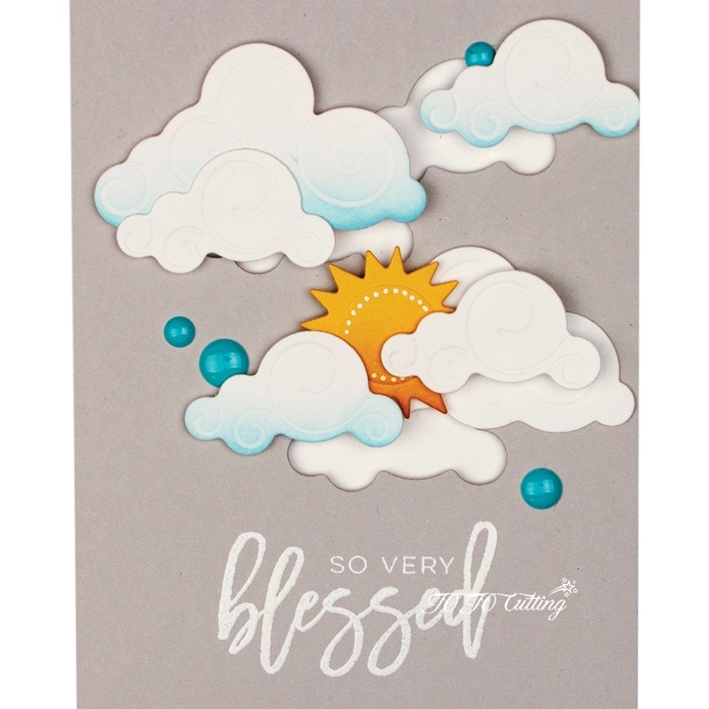 Khuôn Cắt Giấy Kim Loại Hình Mặt Trời Và Đám Mây