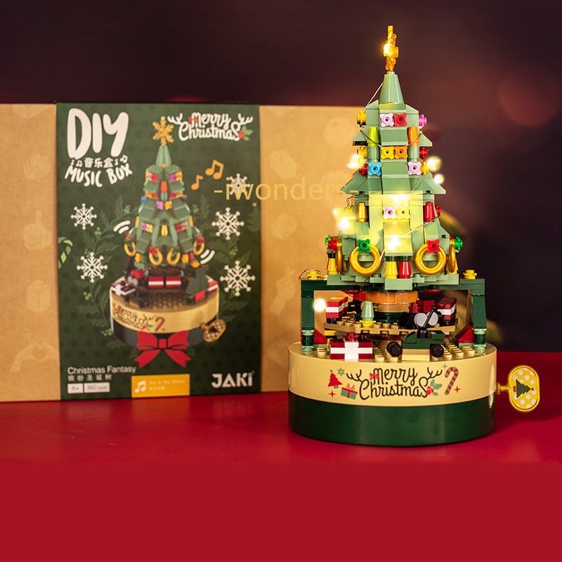 Hộp nhạc cây thông noel| Bộ xếp hình hộp nhạc cây thông JAKI1302 dịp Giáng sinh mới nhất