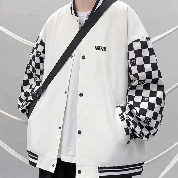 Áo Khoác Bóng Chày Cỡ Lớn In Họa Tiết Caro Phong Cách hip hop Nhật Bản Thời Trang Cho Nam size S-3XL