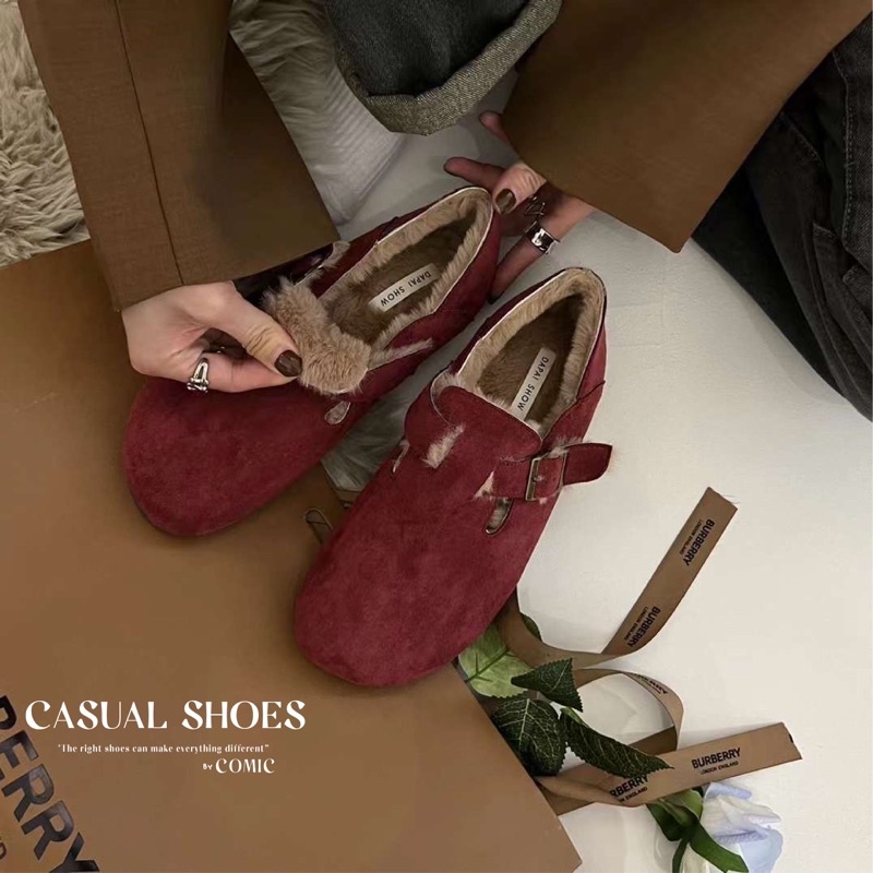 Giày loafers lót lông thỏ siêu mềm COMIC