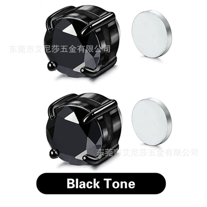 Khuyên Tai Dạng Kẹp Hít Nam Châm Đính Đá Zircon Lấp Lánh Cho Nữ