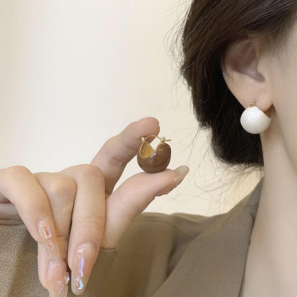 Bông Tai Đính Hạt Tròn Tráng Men Phong Cách Cổ Điển Cho Nữ