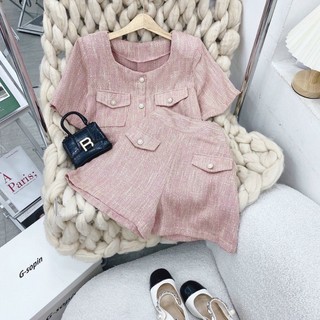 SET ÁO CROPTOP DẠ KÈM SHORT (KÈM VIDEO HÌNH THẬT)