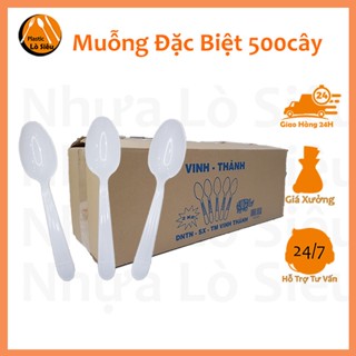 Muỗng Nhựa Siêu Cứng 2kg/ thùng 450 cây, muỗng nhựa chất lượng, lồng to cán dài. Thìa Nhựa Cứng Ăn Cơm MĐB