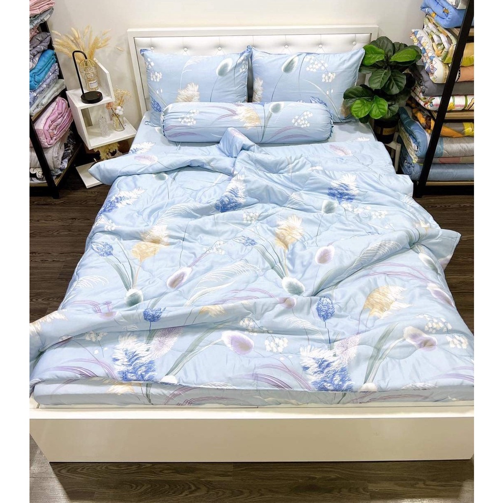 💥SIÊU ĐẸP_ẢNH THẬT💥 CHĂN GA LỤA TENCEL THAN HOAT TÍNH CAO CẤP, BỘ 4,5 MÓN GỒM CHĂN (MỀN) CHẦN BÔNG SIÊU MÁT MỊN_HỎA TỐC