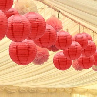 Đèn lồng đỏ giấy lụa trang trí Tết size 25cm, 20cm, 15cm