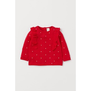 Áo len đỏ chấm bi hồng cánh tiên vặn thừng HM H&M_hàng chính hãng authentic