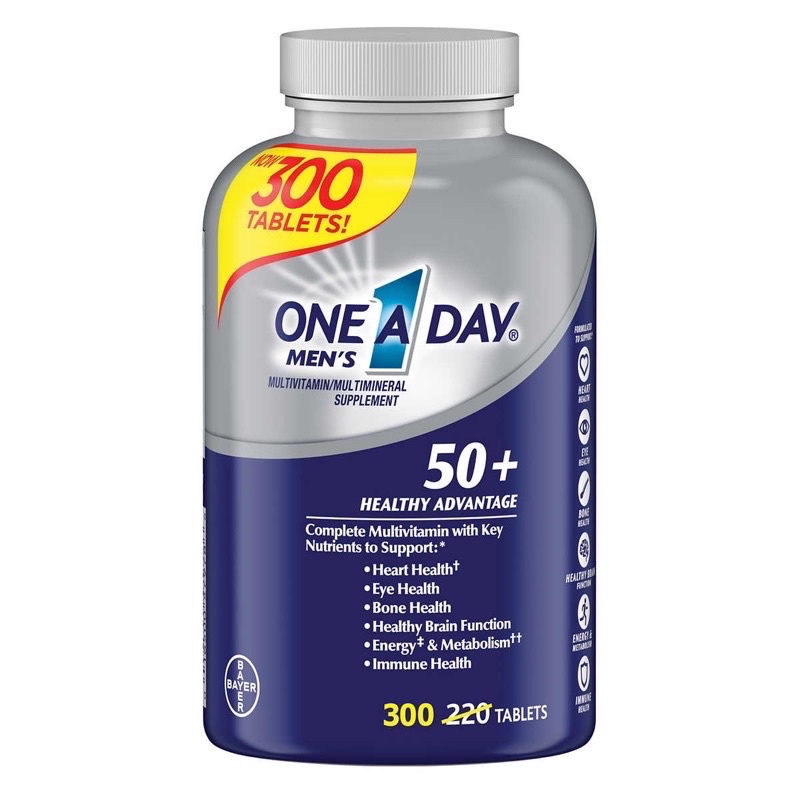 Viên uống One a day Men's 50+ Multivitamin 300 viên của Mỹ - Bổ sung vitamin tổng hợp men women