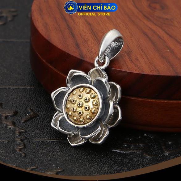 Mặt hoa sen xoay xi vàng chất liệu bạc Thái 925 thời trang phụ kiện trang sức Viễn Chí Bảo M000023