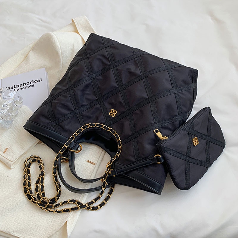 Mischa Túi Xách tote Đeo Vai Vải Oxford Màu Trơn Cỡ Lớn Thời Trang Cho Nữ