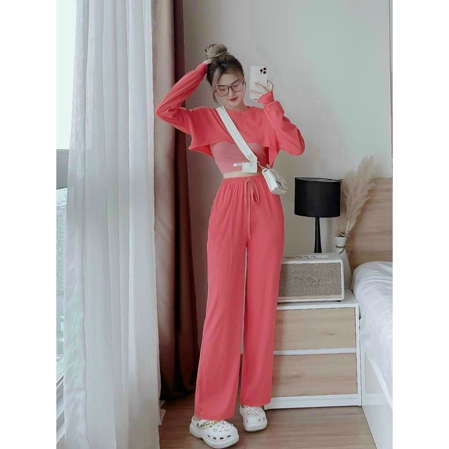 (Sale FreeShip) Sét bộ thun cá tính 3 món,bộ ống suông thích hợp cho nàng dạo phố,chất cotton xịn chuẩn shop